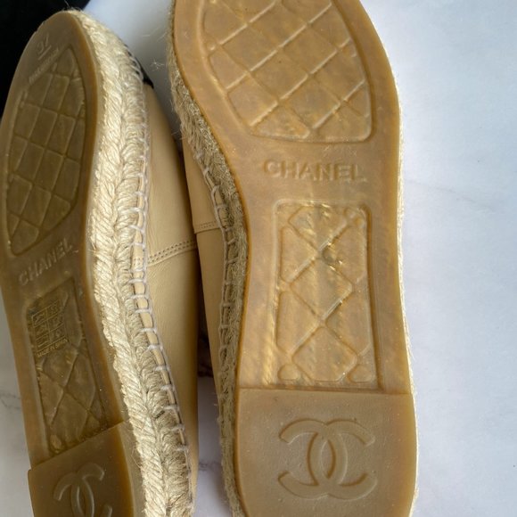CHANEL Lambskin Camellia Studded Espadrilles EU 37 - Picture 9 of 12